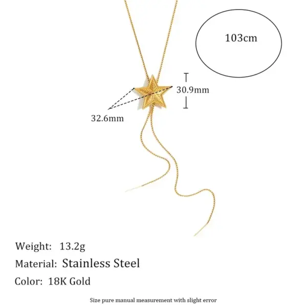 Wholesale New Design High-End Stainless Steel 18K Gold Plated Star Pull-Out Necklace For Women Elegant Jewelry