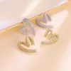 Wholesale Heart Shape Electroplated Copper Earrings For Women With Zircon Inlay And Water Plating Process