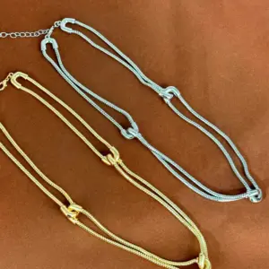 Wholesale U Shape Necklace For Unisex, Waterproof Non Tarnish Brass With 18K Gold Plated PVD Coated Finish And Twisted Rope Chain