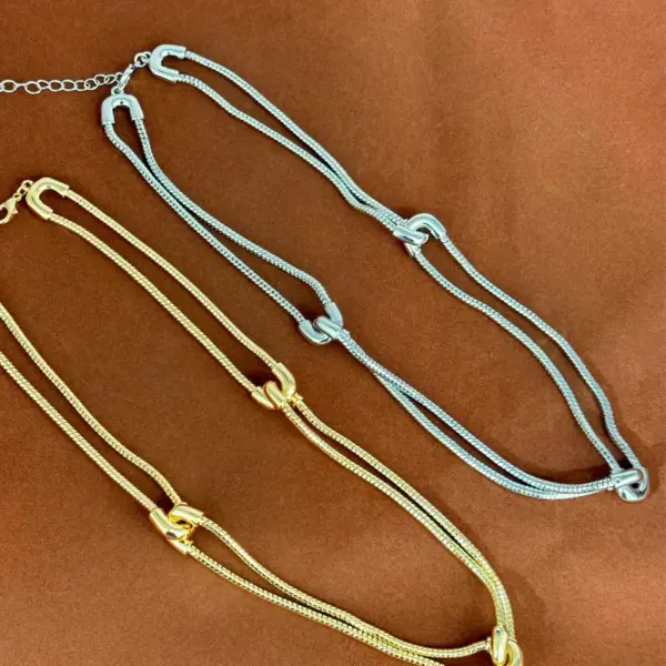 Wholesale U Shape Necklace For Unisex, Waterproof Non Tarnish Brass With 18K Gold Plated PVD Coated Finish And Twisted Rope Chain