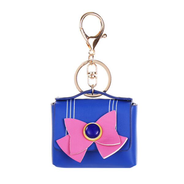 Wholesale Leather Car Key Pendant Headphone Bag Keychain Coin Purse Agate Bow Bag Keychain