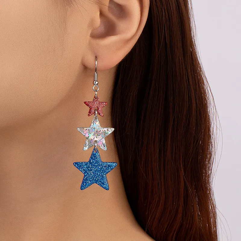 Wholesale Heart Shape Earrings For Independence Day Featuring Durable Alloy Material
