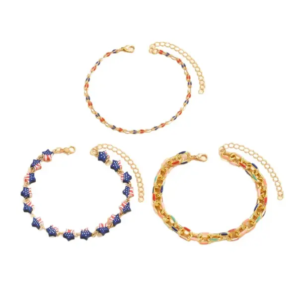 Wholesale Enamel Aluminum Anklet For Women Featuring Pentagram Design In Colour, Perfect For Independence Day