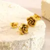 Wholesale Three-dimensional Flowers Jewelry Set In 304 Stainless Steel With 18K Gold Plated PVD Coating And Twisted Rope Chain