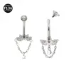 Wholesale Titanium Alloy Chain Belly Button Ring Belly Button Ring Earrings Accessories Cultivate Diamond Summer Fashion Unisex Geometric Pattern Zircon Round Water Drop