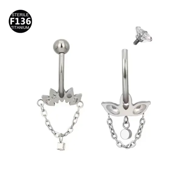 Wholesale Titanium Alloy Chain Belly Button Ring Belly Button Ring Earrings Accessories Cultivate Diamond Summer Fashion Unisex Geometric Pattern Zircon Round Water Drop