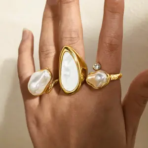 Wholesale Irregular Jewelry Set For Women In 304 Stainless Steel With 18K Real Gold Plated Coating Thickness 0.03µm, Perfect For Independence Day