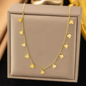 10 [Ah1066] Small Butterfly Necklace / Gold