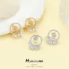 Wholesale Rose Stud Earrings For Women With 925 Sterling Silver Posts, Copper Base, And 14K Real Gold Plated Finish Featuring Zircon Inlay