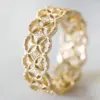 Wholesale Geometric Claw Setting Ring For Women In Copper With KC Golden Water Plating And Zircon Inlay