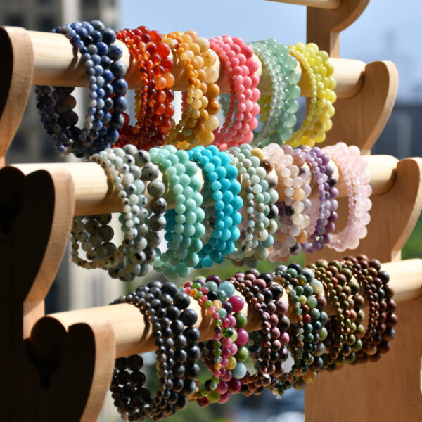 oly-5b7ce3b4316708174d5ad3938c2ab650 Wholesale Selling Handmade Natural Stone Beaded Elastic Bracelet for Men and Women Tourmaline Powder Crystal Bracelet Stall Small Jewelry