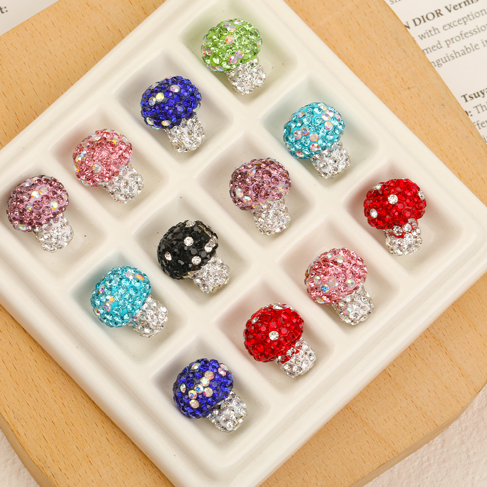 Wholesale Soft Pottery Heavy Industry Diamond Small Mushroom Beaded Diy Bracelet Mobile Phone Chain Keychain Necklace Pendant Beaded Pen Accessories