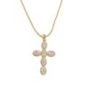 Wholesale Copper necklace with cross pendant, gold-plated copper with micro-set zircon, clavicle chain pendant