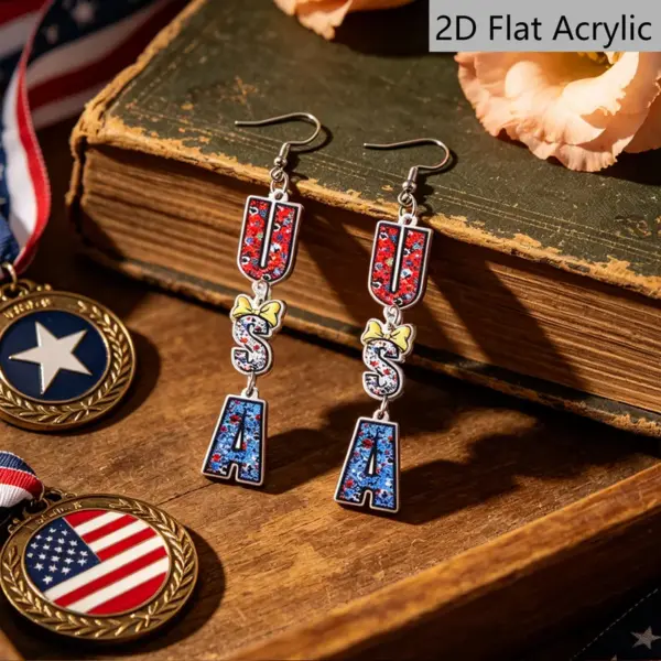 Wholesale Retro Multicolor Letter Print Acrylic Drop Earrings For Women With 304 Stainless Steel Ear Pins