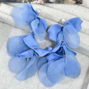 Blue petal tassel earrings