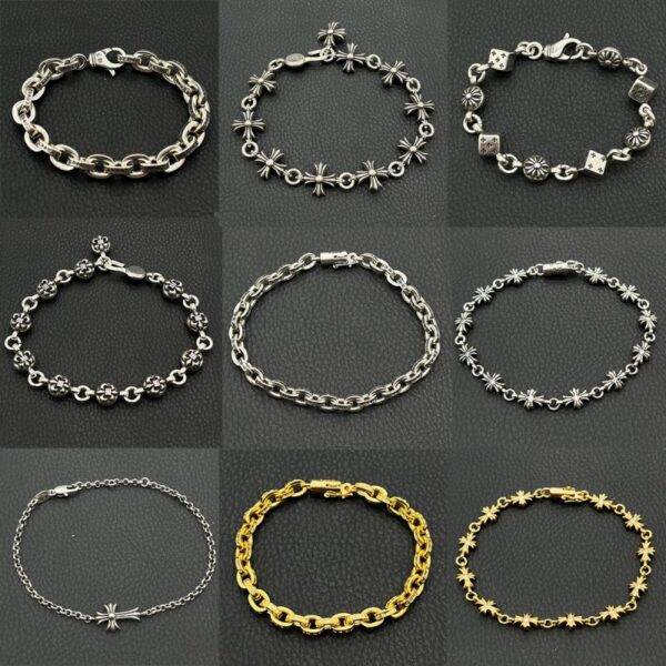 Wholesale Vintage copper bracelet with sword, letter dice, scout flower, gold cross for men and women.