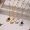 Wholesale Minimalist Oval Oil Drop Pendant Necklace Stainless Steel Vacuum Electroplating Multifunctional Daily Jewelry For Women Simple Design