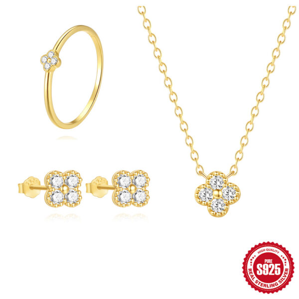 Wholesale Silver petal-set diamond and turquoise necklace, earrings, and ring