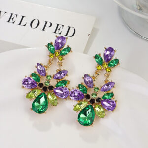oly-5bc38be840e1d2defcfe1de8f408c154 Wholesale Green Saint Parkside Earrings Irregular Crystal Flower Earrings Light Luxury High Sense Design