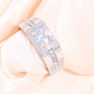 Wholesale supply of couples ring imitation moissanite ring open wedding ring gold-plated ring women's ring wholesale men's and women's rings