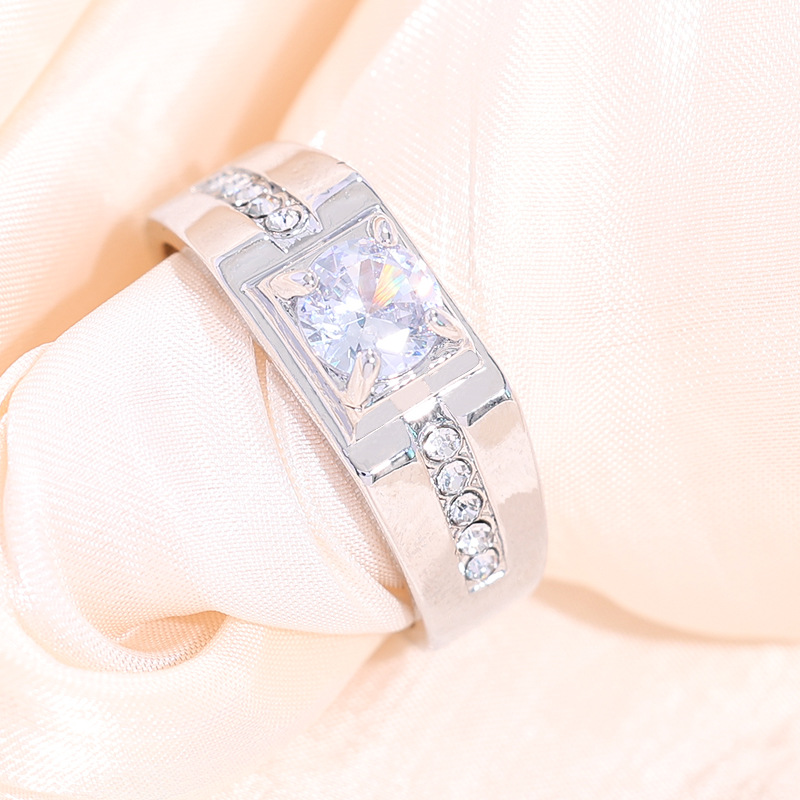 Wholesale Cross-border supply of couples ring imitation moissanite ring open wedding ring gold-plated ring women's ring Europe and the United States w