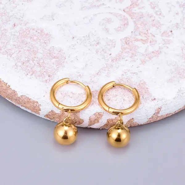 Wholesale Simple Style Round Titanium Steel Plating Drop Earrings 1 Pair