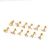 Wholesale 304 Stainless Steel Gold Plated Vacuum Electroplating (In Furnace) Gold Color Zircon Inlaid Heart-shaped Leaf Flower Women's Suitable Ear Cuff