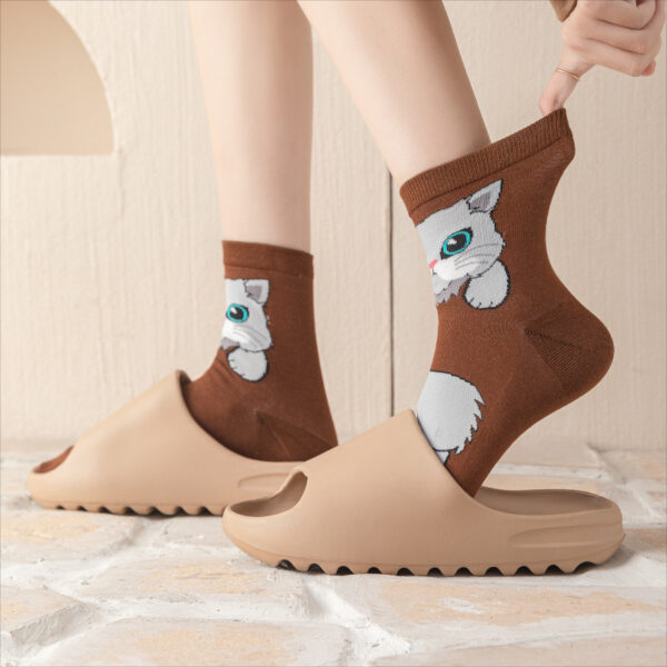 oly-5c03f975559edc89ddd47260b02afb09 Wholesale 5 Pairs of Spring and Autumn Socks Women's Mid-length Socks Summer Cartoon Stockings Ass Kitty Japanese Style Cute Love Cotton Socks