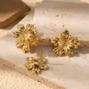 Wholesale PVD Coated Flower Ginkgo Leaf Fish Tail 304 Stainless Steel Simple Style Waterproof Non Tarnish Drop Earrings