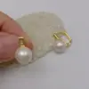 Wholesale Fashionable Pearl Stud Earrings Women's Luxury Sense Zircon Inlaid Geometric Pattern Earring Post Material Copper Round Craft