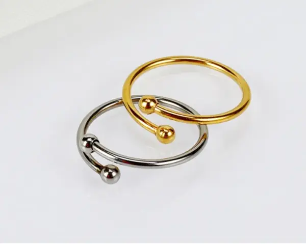 Wholesale 304 Stainless Steel Solid Color Ion Plating (IP) 18K Real Gold Plated Simple Style Classic Style Waterproof Non Tarnish Inlay Gold Open Rings