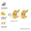 Wholesale PVD Coated Real Gold Plated 18K Gold C Shape 304 Stainless Steel Simple Style Shiny Waterproof Non Tarnish Earrings