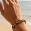 Wholesale Solid Color Waterproof Non Tarnish Couple Bracelets Featuring Handmade Chain In 304 Stainless Steel With 18K Real Gold Electroplated