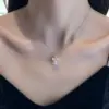 Wholesale Women’s Pearl Inlay Pendant Necklace With 18K Gold Plated Copper, Artificial Rhinestones, Cable Chain