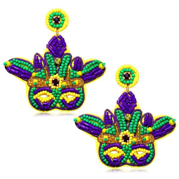oly-5c27c9ad16540e7873eff097450188c7 Wholesale Mardi Gras Earrings Beaded Earrings Mask Alphabet Clown Carnival Rice Beads Earrings