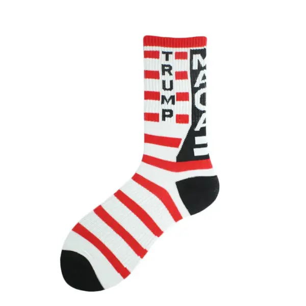 Wholesale Men's Independence Day Sport Cotton Stripe Socks For All Seasons, Comfortable And Breathable