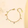 Wholesale Heart-shaped Bracelet 18K Gold Color Natural Stone Women's Bracelet Bohemian Floral Print Titanium Steel