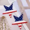 oly-5c369c5ab0b13e7efeb2f1a5a3a0c2b7 Wholesale Independence Day Star Shaped Leather Earrings Multilayer PU Leather Jewelry Women's Fashion Accessories American Flag Design