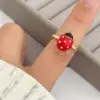Wholesale Jewelry Casual Cute Romantic Ladybugs Copper Zircon 18K Gold Plated Open Rings