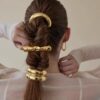 Wholesale Retro Alloy Geometric Concave and Convex Elastic Hair Tie Elegant Hairpin Versatile Hair Rope Retro Headband