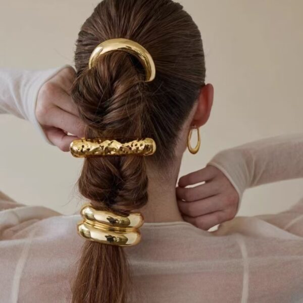 Wholesale Retro Alloy Geometric Concave and Convex Elastic Hair Tie Elegant Hairpin Versatile Hair Rope Retro Headband