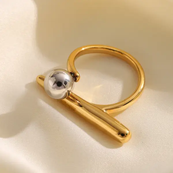 Wholesale Real Gold Plated 304 Stainless Steel PVD Coated Geometric Solid Color Waterproof Non Tarnish Plating IG Style Open Rings For Women's