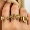 Wholesale Star Open Ring For Women, Waterproof Non Tarnish 304 Stainless Steel With 18K Real Gold Plated PVD Coating And Rhinestones Inlay