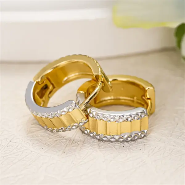 Wholesale Three-dimensional Geometric Earrings For Women In Copper With KC Golden Water Plating And 0.03µm Thickness