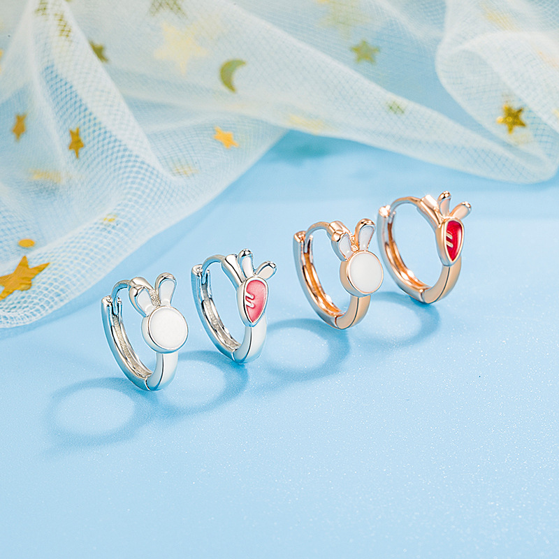 Wholesale Rabbit radish ear buckle women's elegant small simple cute asymmetric earrings niche exquisite earrings 2022 New