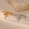 Wholesale PVD Coated Real Gold Plated Snake 304 Stainless Steel Hip-Hop Exaggerated Waterproof Non Tarnish Open Rings
