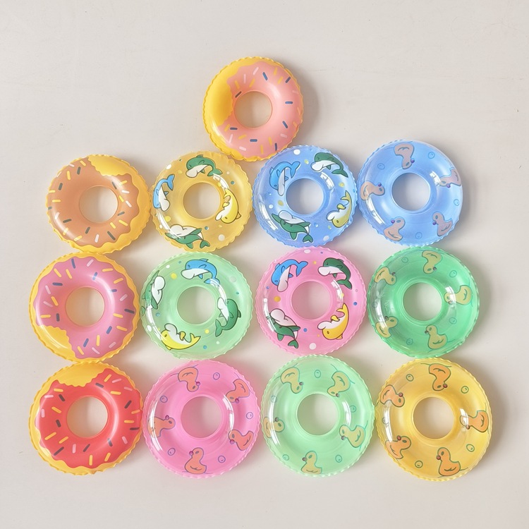 Wholesale No.8 inflatable mini swimming ring milk tea shop donut small swimming ring baby bathing swimming ring toy accessories
