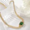 Wholesale Gemstone Necklace For Women With Electroplated Copper Pendant And Cuban Link Chain Curb Chain