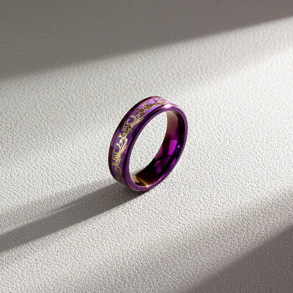 oly-5c7d7a1f0be1b6faedab5ef6d673b18a Wholesale Jewelry Inlaid with Dragon and Phoenix Pattern Purple Titanium Steel Nine Purple Fire Ring Couple Ring Bracelet