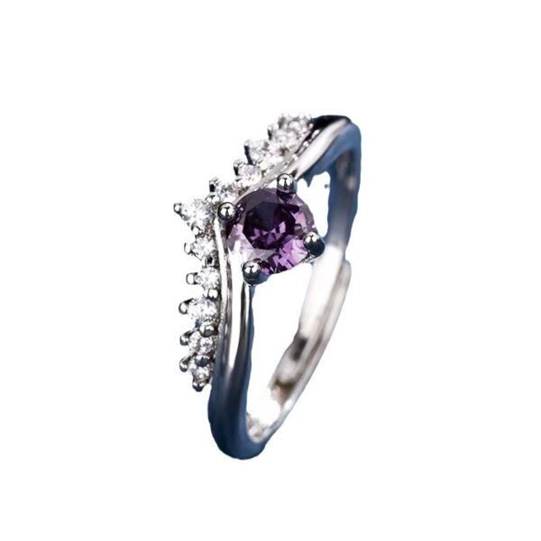 oly-5c83e869b97ac94f914ded2291c5eb91 Wholesale S925 sterling silver platinum plated 50 points moissanite women's ring light luxury Princess Crown sweet Valentine's Day gift